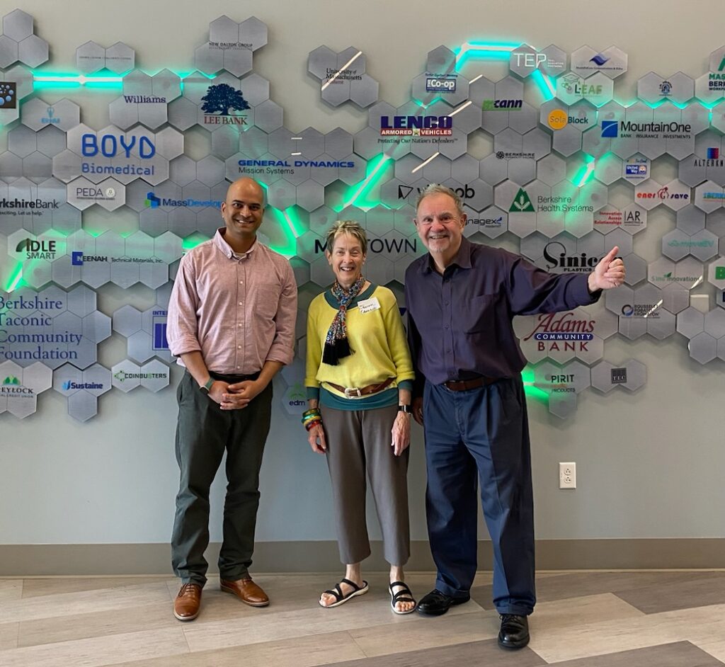 Usable Math Team Members Sai Gattupalli, Sharon Edwards, and Robert Maloy (l to r) at the Berkshire Resources for Learning and Innovation Conference, May 30, 2023