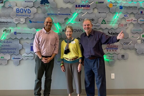 Usable Math Team Members Sai Gattupalli, Sharon Edwards, and Robert Maloy (l to r) at the Berkshire Resources for Learning and Innovation Conference, May 30, 2023