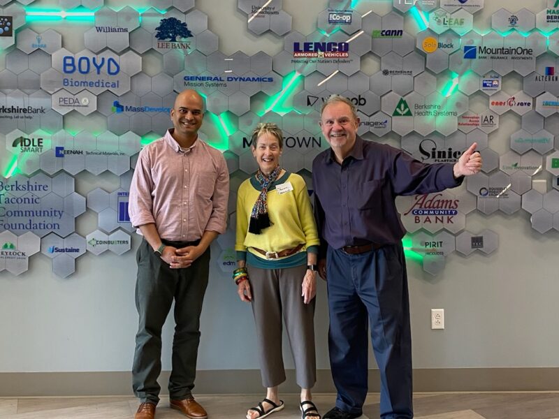 Usable Math Team Members Sai Gattupalli, Sharon Edwards, and Robert Maloy (l to r) at the Berkshire Resources for Learning and Innovation Conference, May 30, 2023