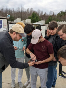 Students working on rocket.
